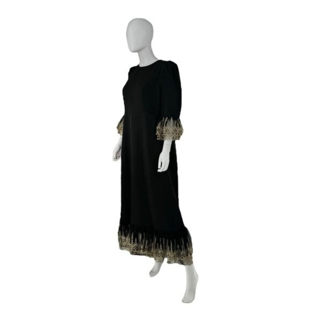 Pomander Place NEW Black Lillith Gold Lace Formal Maxi Dress Size S - Picture 7 of 12